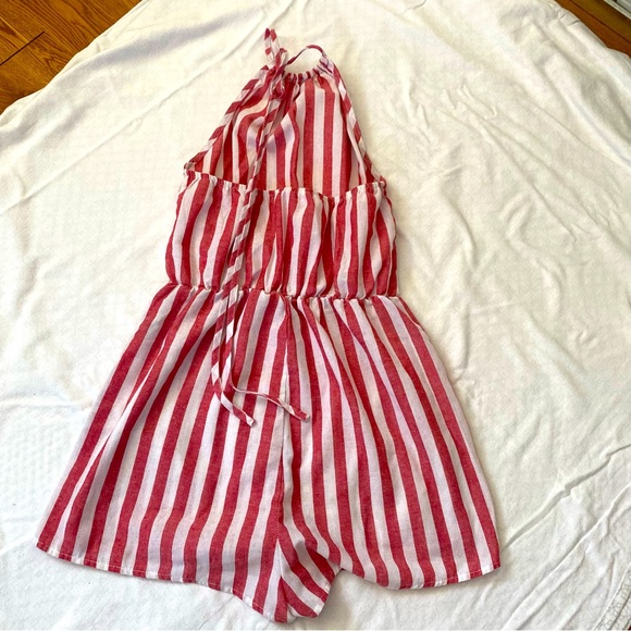 Red-Stripped Short Romper - Picture 2 of 4